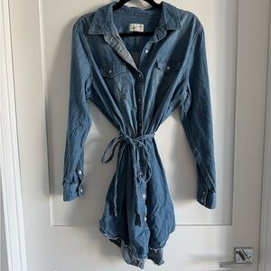 Chic Blue Denim Shirt Dress